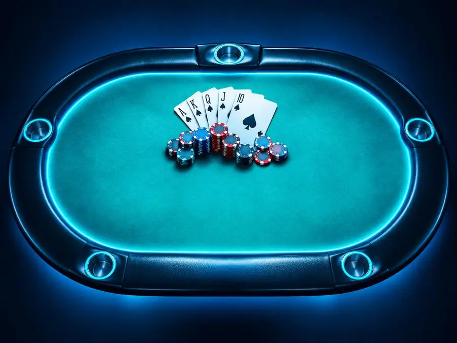 Card table with playing cards and chips representing 3Patti Spin games