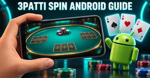 3Patti Spin Android guide featured image with glossy cards and phone