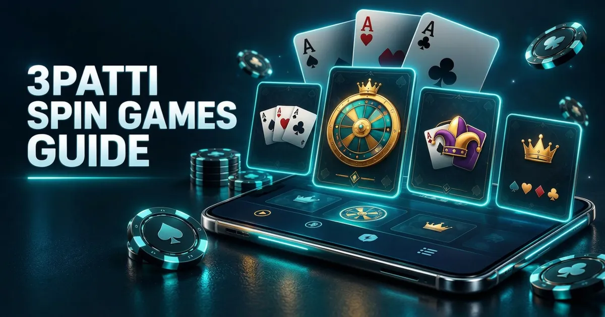 Glowing playing cards arranged near a stylised mobile game lobby menu