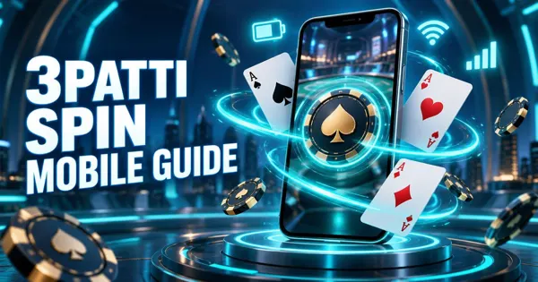 3Patti Spin mobile guide featured image with glowing smartphone and cards