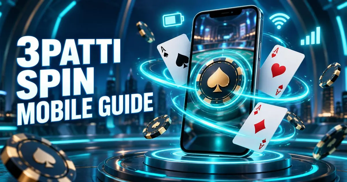3Patti Spin mobile guide featured image with glowing smartphone and cards