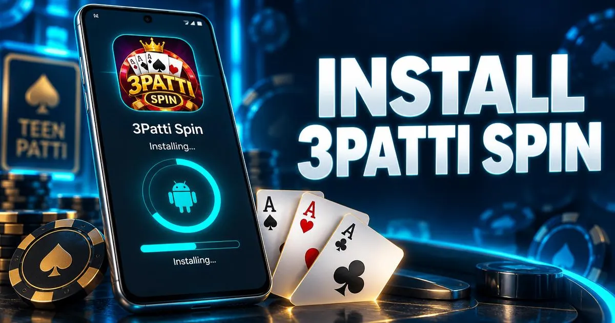 Install 3Patti Spin APK featured image with glowing phone and security shield